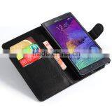 Hot Selling Ultra Thin Lichee PU Leather Case Wallet Folio Flip Cover for Samsung GALAXY Note 4 thumbnail-2