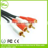 10' FT 2 RCA to 2 RCA Male to Male Red & White audio stereo speaker cable