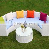 White PE Rattan Half Round Outdoor Sofa Set for Wedding Party Events LQ-A612 thumbnail-1