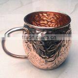 NEW DESIGN EMBOSSED BARREL 100% PURE COPPER MOSCOW MULE MUG, BPA FREE PURE COPPER MUG FOR MOSCOW MULE & VODKA thumbnail-2