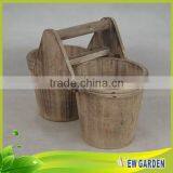 Elegant Handmade Indoor And Outdoor Wood Split Pot Planter With Handle thumbnail-4
