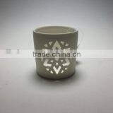 Cylinder White Hollow Out Ceramic Candle Holder thumbnail-1