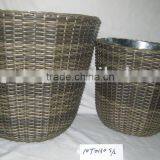 Plastic Hand Woven Plastic Rattan With Liner Flowerpot thumbnail-1
