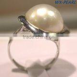 Cross Charm Ring and a Tiny Freshwater Pearl Ring Tahitian Pearl Ring thumbnail-1