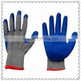 Grey blue yarn crinkle latex coated glovesJRE44