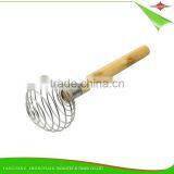 ZY-C1032 Spring Coil Whisk Spring Egg Whisk 9 Inch Rubber Wood Handle French Whisk With Ball Shape Wire Head thumbnail-2