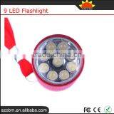 9 LED White Light AA Battery Free Sample Torchlight Cheap Police Flashlight thumbnail-4