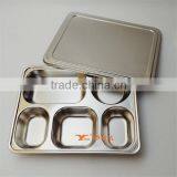 304 Stainless Steel Compartment Lunch Boxes 5 Compartment Dinner Plates thumbnail-5
