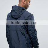 Wholesale Custom Best Price High Quality New Design Navy Zip Front Drawstring Hood 100% Polyester Woven Casual Men Jacket thumbnail-2