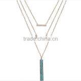 Elegant Turquoise Material Multilevel Silver Necklace thumbnail-3