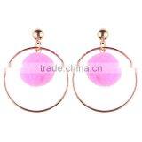 Fashion Colorful Pompon Gold Plated Hoop Earrings for Women Accessories thumbnail-2