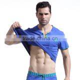 Custom Men's Clothing Nets Home Furnishing T-shirt Cotton Casual V Short Sleeved Shirt Collar Gym Wear for Men thumbnail-2