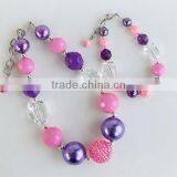 Little Girl Chunky Bead Necklace and Bracelet Sets, Children Bubblegum Beaded Jewelry Set, Children Holiday, Festival Jewelry thumbnail-1