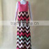 MGOO 2015 High Quality Stock Sleeveless Women Maxi Stripe Dress Knitted Zig Zag Colorful Beach Dress Z390 thumbnail-5