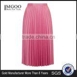 Hot Sale Shinning Petite Satin Pleat Midi Skirt Summer Skirt Ladies Plain Pink Zip Up Skirt thumbnail-1