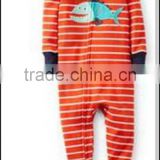 TinaLuLing Wholesale 100% cotton yellow stripe fish funny cartoon footie pajamas