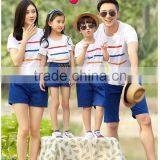 Latest Family Matching Clothing Stripe Wihte t Shirt Family Set Clothes thumbnail-3