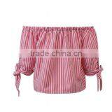 Runwaylover EY2331B New Design 2017 Ladies Fashion Off-Shoulder Stripe Blouse thumbnail-4