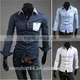 2017 Latest Fashion 100% Cotton 50s*50s Casual Slim Fit Dress Shirt for Men thumbnail-2