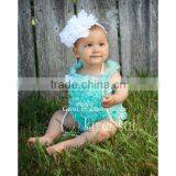 Newborn Baby AQUA BLUE Ruffles Pettitop With Panties 2 Pcs Set thumbnail-1