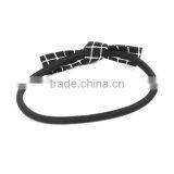 Fabric Hair Ties Bowknot Black Grid Checker thumbnail-2