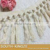 11CM Hallow Out Cotton Material Crocheted Lace Accessories Tassel Fringe Trimming For Sewing Garment Lace Beige Black thumbnail-2