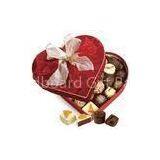 Heart Shaped Red Cardboard Chocolate Box With Covering Velvet / Butterfly Tie