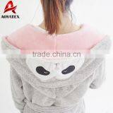 Wholesale Plush Solid Embroidery Hooded Cute Children Bathrobe thumbnail-3
