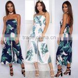 Palm Tree Strapless Top Bell Bottomed Trousers 2 Piece Set /wndl Flare Pants and Top Set