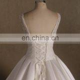 Gentle Rounded Neck Sleeveless Ball Gown Lace Satin Wedding Dress thumbnail-4