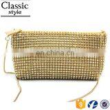 CR 80% Customers Repeat Orders Shining Diamond Surface Long Chian Portable Handle Gold Best Selling Trendy Clutch Wallets Ladies