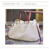 Leather strap white shopping canvas bags