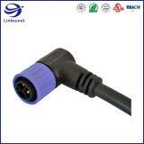 Molded 90° Push Lock Type IP67 Male Connector & Male Pin for Automation Wire Harness
