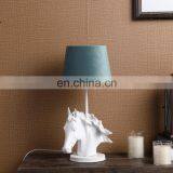 UK Fashion Design Animal Shape White Horse Resin Base Custom Bedside Lamps With Custom Logo