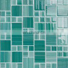 Hot Sale 30x30cm Glass Mosaic Tiles With Hand Painting Green