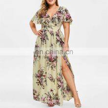 A-line Floral Printing Chiffon Woman Dress Summer Long Dresses Plus Size Women Clothing Maxi Casual Dress thumbnail-5