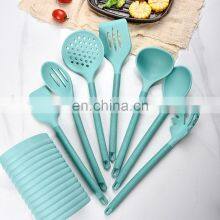 Silicone Kitchenware 8 Pcs A Set Wooden Handle Silicone Shovel Spoon Storage Bucket thumbnail-2