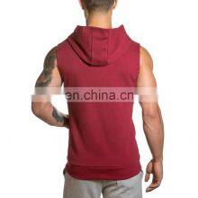 Men's Sleeveless Hoodies Custom Cotton Drawstring Blue Tie Dye Sleeveless Pullover Hoody thumbnail-2