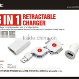 2014 new arrival 3 in 1 universal retractable USB charger