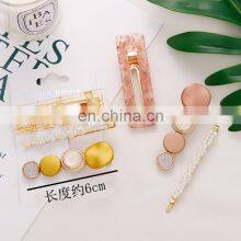 New 3PCS/Set Fashion Pearls Acetate Geometric Hair Clips For Women Girls Sweet Hairpins Barrettes thumbnail-5