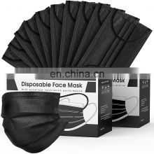 Comfortable Elastic 3ply Earloop Black Disposable Face Masks