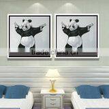 Hand Painted Canvas Decoration Framed Wall Art Gunners Panda Oil Painting YB-35 thumbnail-3