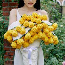 YELLOW ROSE CROCHET FLOWER BOUQUET BLANKET GIFT thumbnail-4