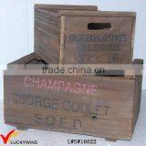 Recycled Fir Vintage Brown Art Minds Wood Crates With Handles