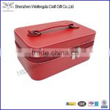 Factory supply red pu leather make up case jewelry packaging box elegant with zipper