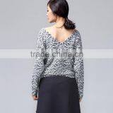 Woman's V Neck Pollver Printed Sweater thumbnail-2