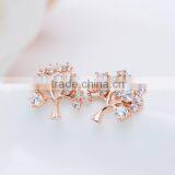 AAA Cubic Zirconia Tree Cut 18k Rose Gold Plated and White Gold Plated Cute Earrings for Girls Small Stud Earrings thumbnail-5