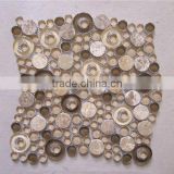 Cheap price laminate crystal glass mixed brushed stainless steel mosaic tile                        
                                                                                Supplier's Choice