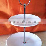 2 LAYERS PORCELAIN CAKE SET SQUARE SHAPE CAKE SET WITH METAL STAND