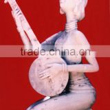 Beautiful Female With Zither Marble Statue Hand Sculpture Carving Stone For Gift